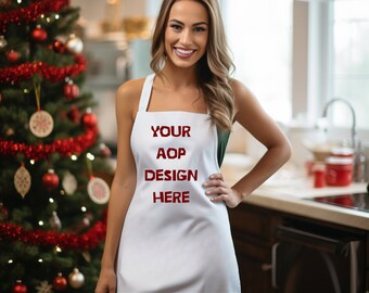 All Over Print Apron Mockup, Editable Photo Mockup, White Apron with withe  Straps, Photoshop Edit, Apron Template, Photoshop File, PSD file