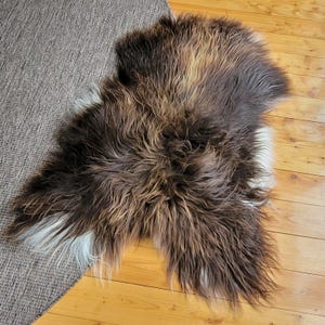 HUGE Rare Rusty Brown + White Sheepskin 57&quot; x 38&quot;
