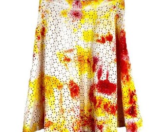 Ann Taylor Größe 6 Rock Maisie Daisy Tie Dye Handmade Gelb Rot Öse 546