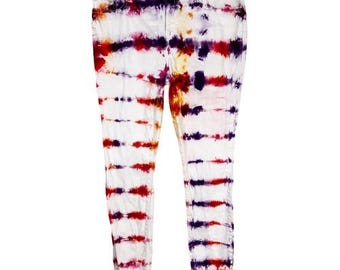 Style Co Größe 6P Hosen Batik Handmade Lila Rosa Skinny Gestreift Mid Rise 1162