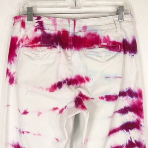 Lets Dance Tie Dyed Anthropologie Chino Size 28 Pants Handmade Tie Dye White Pink 1061 image 8