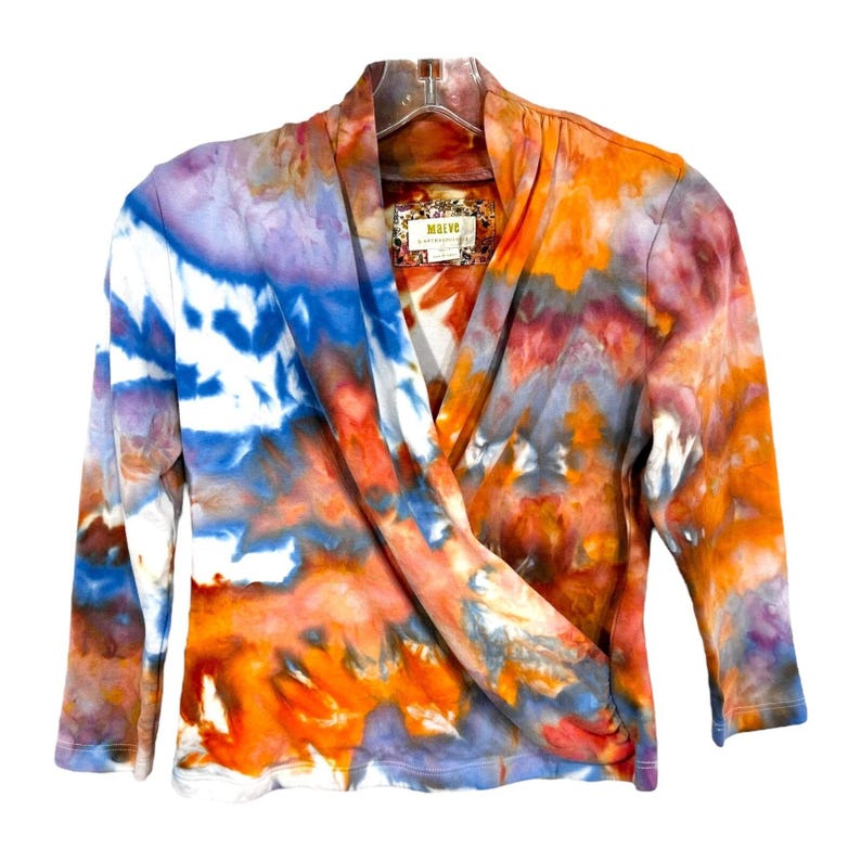 Bluzka z imitacją wiązania tie-dye, bluzka Maeve Anthropologie w rozmiarze S, ręcznie farbowana, festiwalowa, nauczycielka sztuki, boho, psychodeliczny, hipisowski balet, 1580 zdjęcie 1