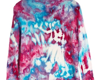 Unicorn Farm Tie Dyed Kim Rogers Medium MP Top Turtleneck Tie Dye Hecho a mano Rosa Azul 451