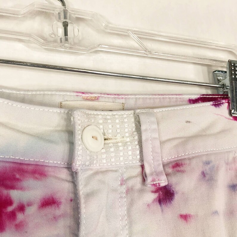 Lets Dance Tie Dyed Anthropologie Chino Size 28 Pants Handmade Tie Dye White Pink 1061 image 6