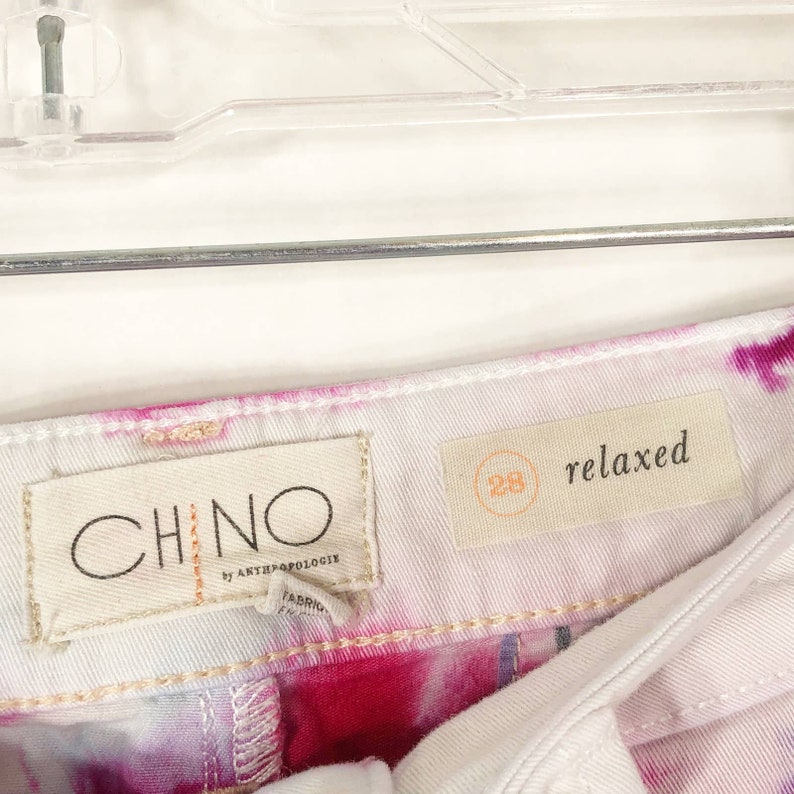 Lets Dance Tie Dyed Anthropologie Chino Size 28 Pants Handmade Tie Dye White Pink 1061 image 7