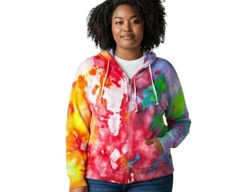 Tie Dye Hoodie Full-Zip Jacke, NorthStyle Größe XL Pullover, handgefärbtes Baumwollstricktuch Festival 1742