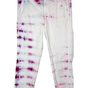 Lets Dance Tie Dyed Anthropologie Chino Size 28 Pants Handmade Tie Dye White Pink 1061 image 1