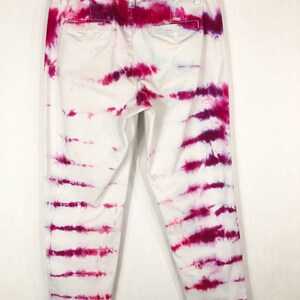 Lets Dance Tie Dyed Anthropologie Chino Size 28 Pants Handmade Tie Dye White Pink 1061 image 2
