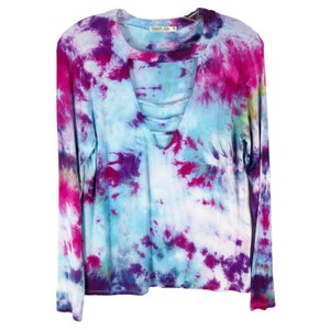 Fancy Free Tie Dye Heart Hips Small Top Handmade Tie Dye Blue Pink Purple Strappy 1204
