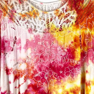 Tie Dyed We the Free People Small Top Handmade Tie Dye Daffodil Darling Lace Yellow Pink 410 image 6