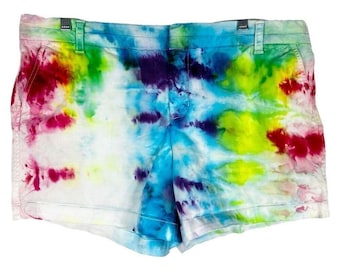 Crown Ivy Plus Größe 16 Shorts Regenbogen Tie Dye Handarbeit Baumwolle 5 Inch Pride 1399