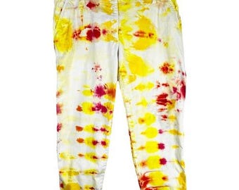 Crown Ivy Plus Größe 12 Cropped Hose Sunshine Town Tie Dye Gelb Orange 495