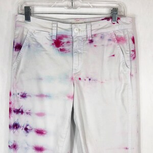 Lets Dance Tie Dyed Anthropologie Chino Size 28 Pants Handmade Tie Dye White Pink 1061 image 9