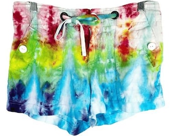 Heiligtum Größe 26 Shorts Süßer Regenbogen Tie Dye Handgemachte Leinen Kordel 660