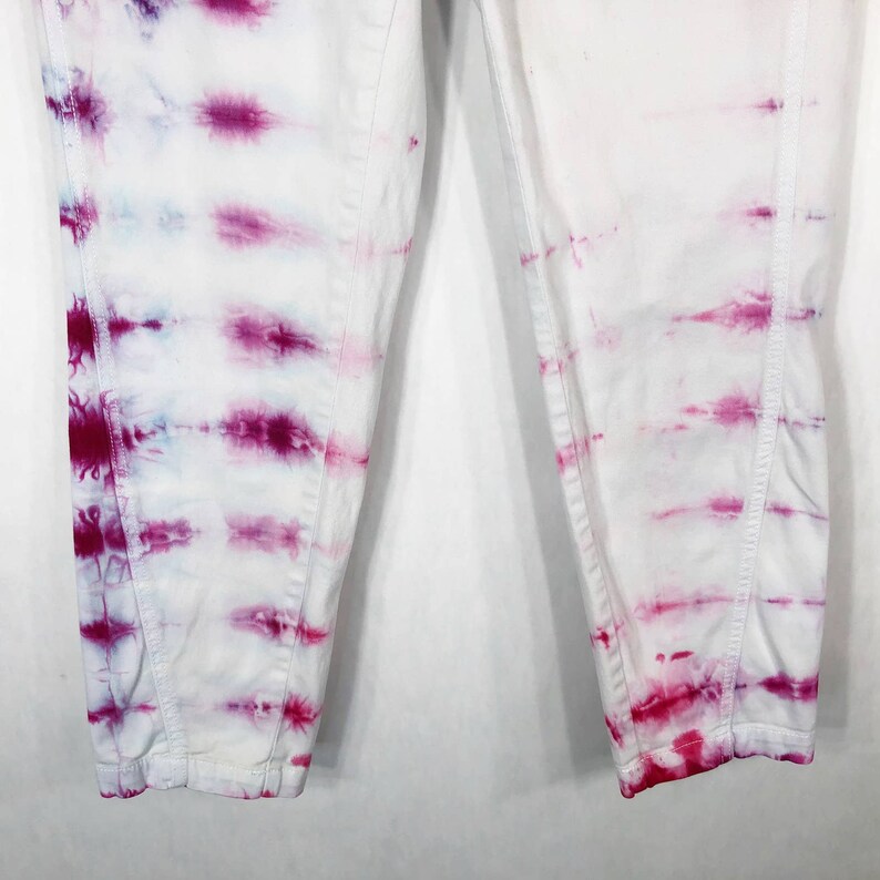 Lets Dance Tie Dyed Anthropologie Chino Size 28 Pants Handmade Tie Dye White Pink 1061 image 5