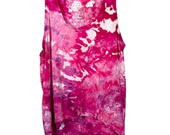 Andrea Jovine Medium Top Handmade Pink Tie Dye Tank Eyelet Lace Hi Lo 1755