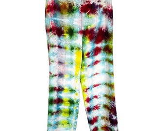 Kim Rogers Size 10 Pants Best Me Tie Dye Handmade Linen Lined Straight 1181