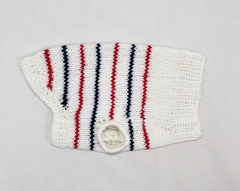 Hunde Pullover | Rot, weiß und blau gestreiften Pullover | Handgestrickte Hundepullover | Gestreifter Pullover | Handgestrickte | Hund-Strickjacke