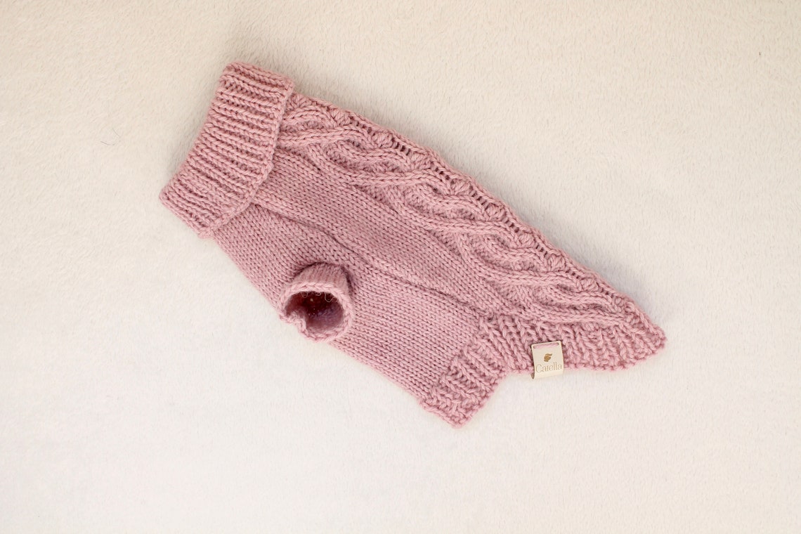 Wool Dog Sweater Knitted Dog Sweater Pink Dog Sweater Handmade Dog