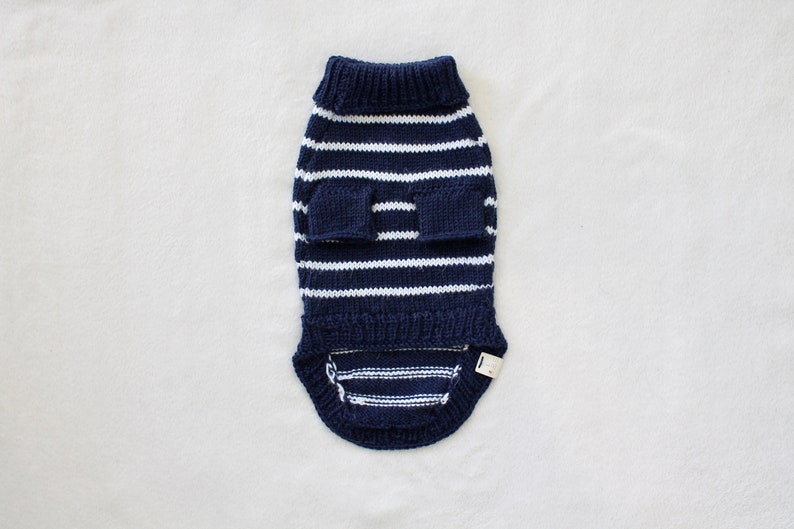Wool Dog Sweater Navy and White Striped Dog Sweater Etsy