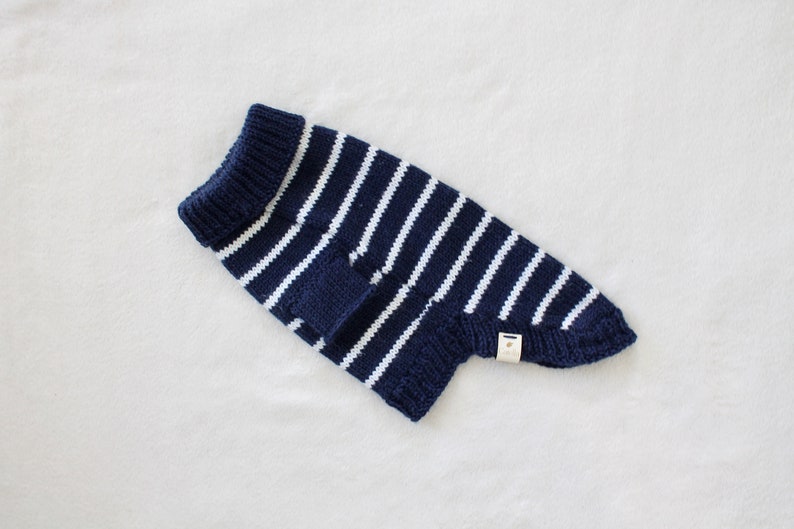 Wool Dog Sweater Navy and White Striped Dog Sweater Etsy