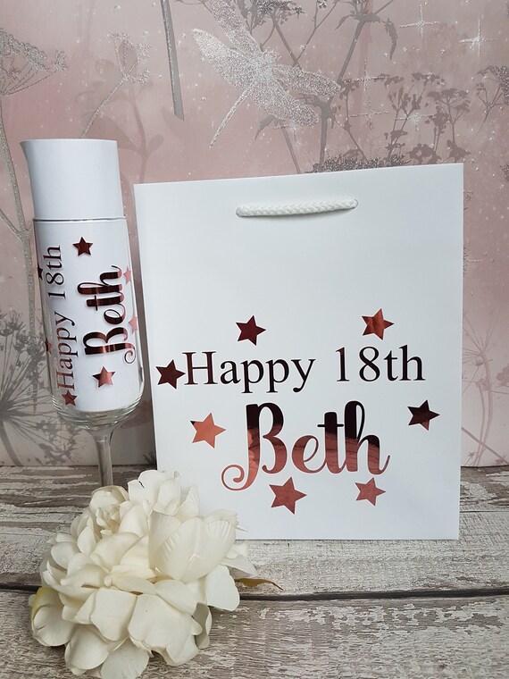 Special Birthday Gift Set Personalised Glass and Bag Set 18th