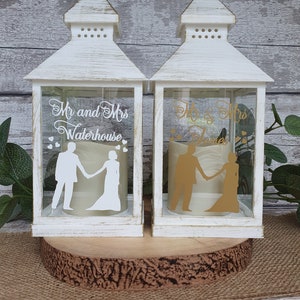 Personalised Light up Lantern, Wedding or Anniversary Gift, Golden Anniversary, 50th Anniversary, Led Flickering Candle Personalised