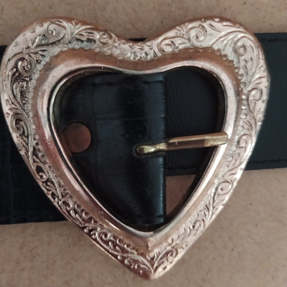 BELT BLACK HANDMADE ARTSY LEATHER LIKE SILVER HEART BELT Silver Studed Heart Belt - Grit N Glory main image 4