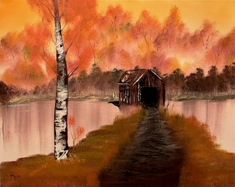 Original Oil Painting - Landscape - Inspired by Bob Ross - Canvas - 16x20 - Wet on Wet