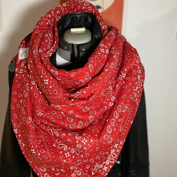 Chèche femme/grosse écharpe rouge bandana