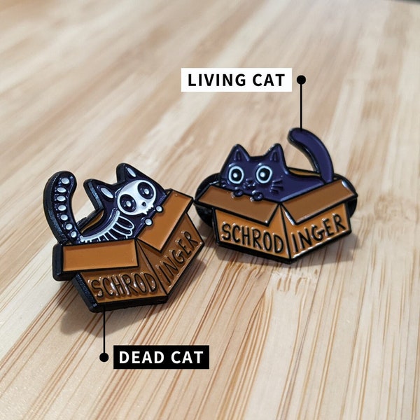 Science Cat Enamel Pin - Schrodinger Experiment Cat - Minimalist Cute Pride Badge - Enamel Pin