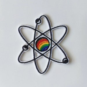 Écusson brodé Progress Atom - Écusson termokolant subtil arc-en-ciel - Fierté LGBTQ+