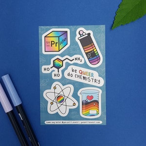 Queer Chemistry Pride Sticker Sheets - Kawaii Planner Sticker Sheets ~ Cute Stationery ~ Kawaii Planner Stationery ~ LGBT Badge Subtle Pride