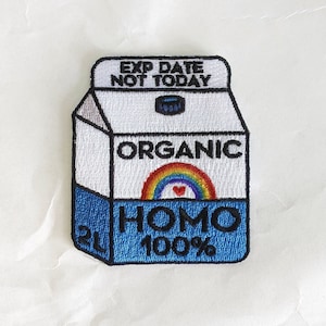 Homo Milk Embroidery Patch - Homo bio - Patch Rainbow Subtle Iron-On - LGBTQ+ Pride