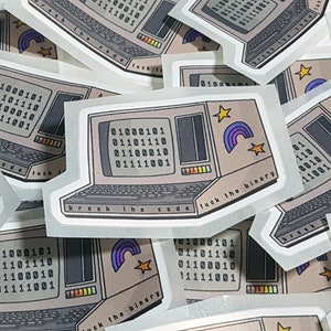 Nonbinary Code Pearlescent Sticker: LGBT Pride, Break the Binary (3 in) image 2