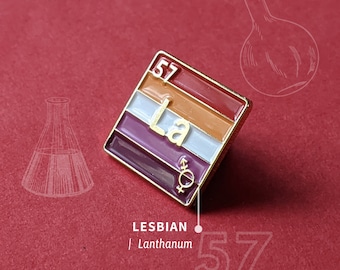 Lesbischer Pride Emaille Pin: Queer Chemistry, Metall gold