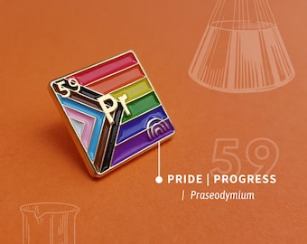 Fortschritt Pride Pin: Queer Chemistry, LGBTQI Badge in Gold