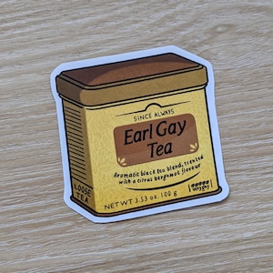 Sticker thé Earl Gay - Sticker LGBT, Art gay, fierté lesbienne, Sticker amour lesbien, Sticker amour gay, fierté LGBT, Sticker papier