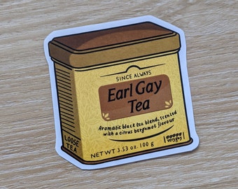 Earl Gay Tea Glossy Sticker – LGBT Pride, Funny Gay Art