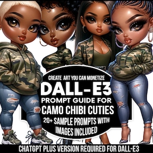 Dall-E3 & ChatGPT v4 Ai Art Prompt Guide | 20 Sample Prompts | ChatGPT Camo Chibi Cuties | Customizable Prompts