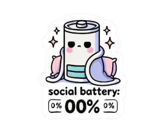 Social Batterie 0% Vinyl Sticker: Introvertiertes Anti-Soziales Geschenk