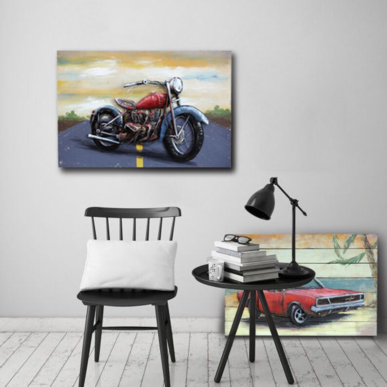 3D Motorcycle Sculpture Metal Wood Wall Art Motorbike Wall Etsy