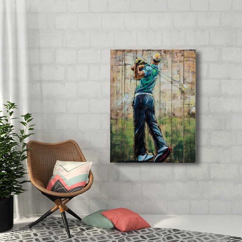 Personalized Golfer Metal Wall Art Golf Painting For Men Etsy