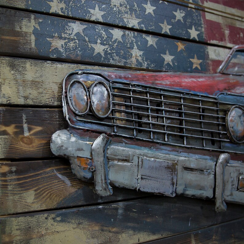 Metal Wall art USA Traditional Old Car 3D Wood Home Decor Etsy