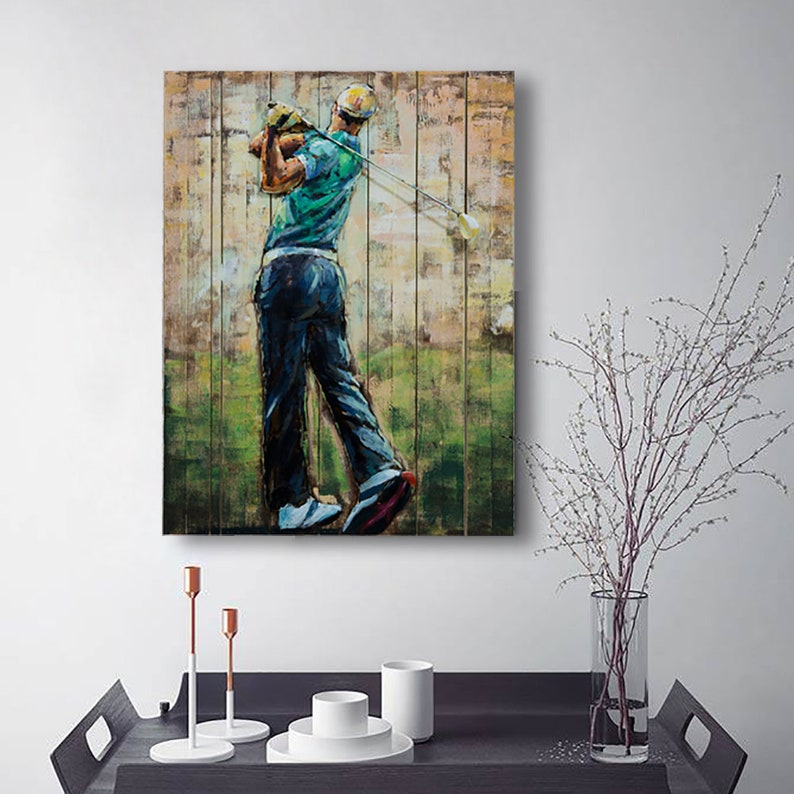 Personalized Golfer Metal Wall Art Golf Painting For Men Etsy