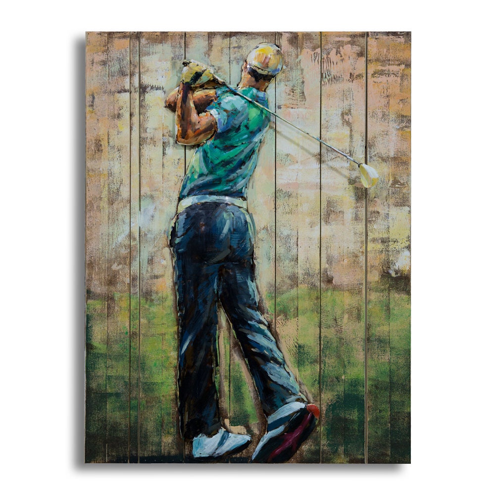 Personalized Golfer Metal Wall Art Golf Painting For Men Etsy