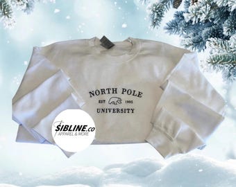 Embroidered North Pole University Christmas Sweatshirt