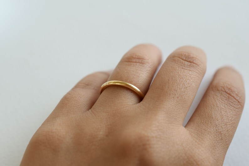 Thin Wedding Band Classic gold band 2mm ultra thin ring Dainty wedding band Classic wedding ring gold Stacking ring 14k Gold Ring