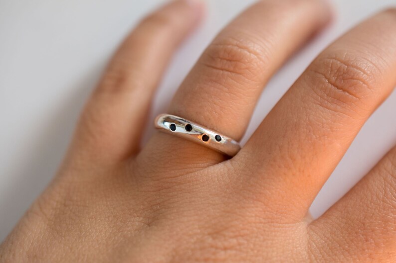 Silver ring with gemstones Silver ring with onyx stone Silver statement ring Sculptural silver ring Handmade Silver Ring Silver ring