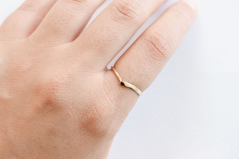 Challenge The Lowest Price Of Japan 14k Solid Gold V Stacker Ring Shaped